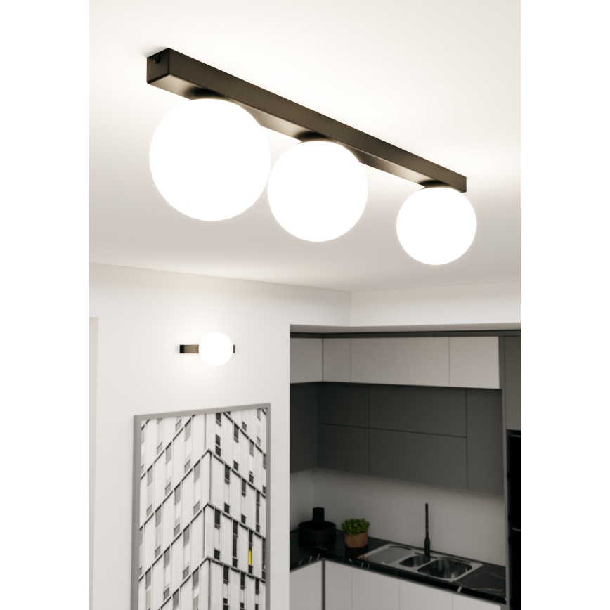 Lubinis šviestuvas FIT 3xE14/10W/230V juoda/balta