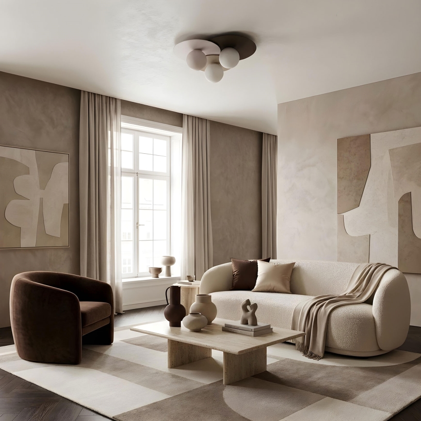 Lubinis šviestuvas FLAT 3xE27/15W/230V 55x60 cm smėlinė/kreminė/bordo