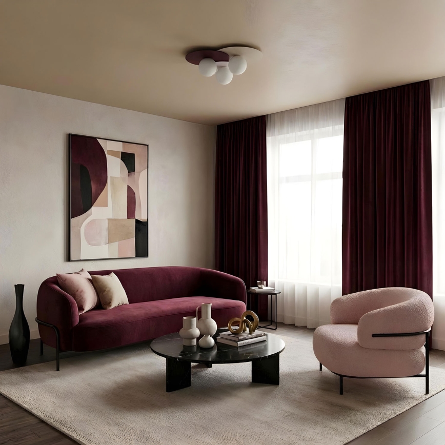 Lubinis šviestuvas FLAT 3xE27/15W/230V 55x60 cm smėlinis/kreminis/burgundiškas