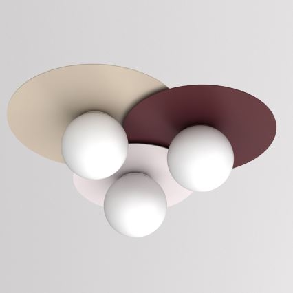 Lubinis šviestuvas FLAT 3xE27/15W/230V 55x60 cm smėlinis/kreminis/burgundiškas