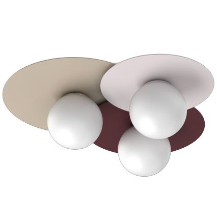 Lubinis šviestuvas FLAT 3xE27/15W/230V 55x60 cm smėlinis/kreminis/burgundiškas