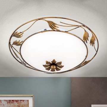 Lubinis šviestuvas FLEUR 2xE27/60W/230V diametras 40 cm bronza