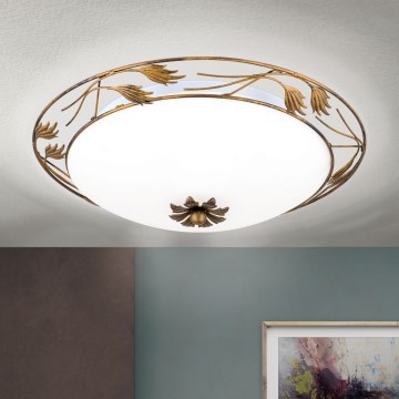 Lubinis šviestuvas FLEUR 3xE27/60W/230V diametras 50 cm bronza