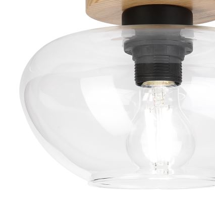 Lubinis šviestuvas FLO WOOD 1xE27/15W/230V ąžuolas/skaidrus, skersmuo 22 cm