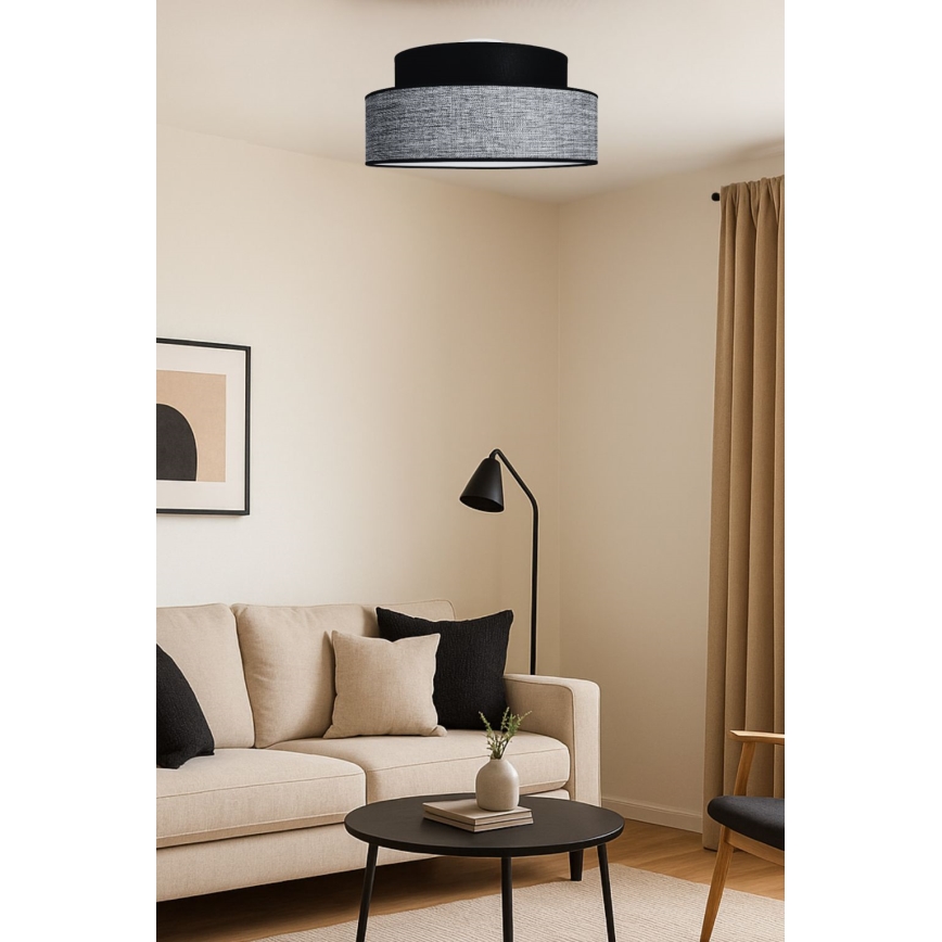 Lubinis šviestuvas GRACE 1xE27/60W/230V diametras 40 cm juoda/pilka