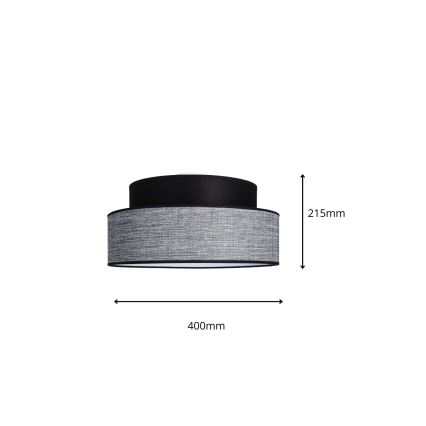 Lubinis šviestuvas GRACE 1xE27/60W/230V diametras 40 cm juoda/pilka