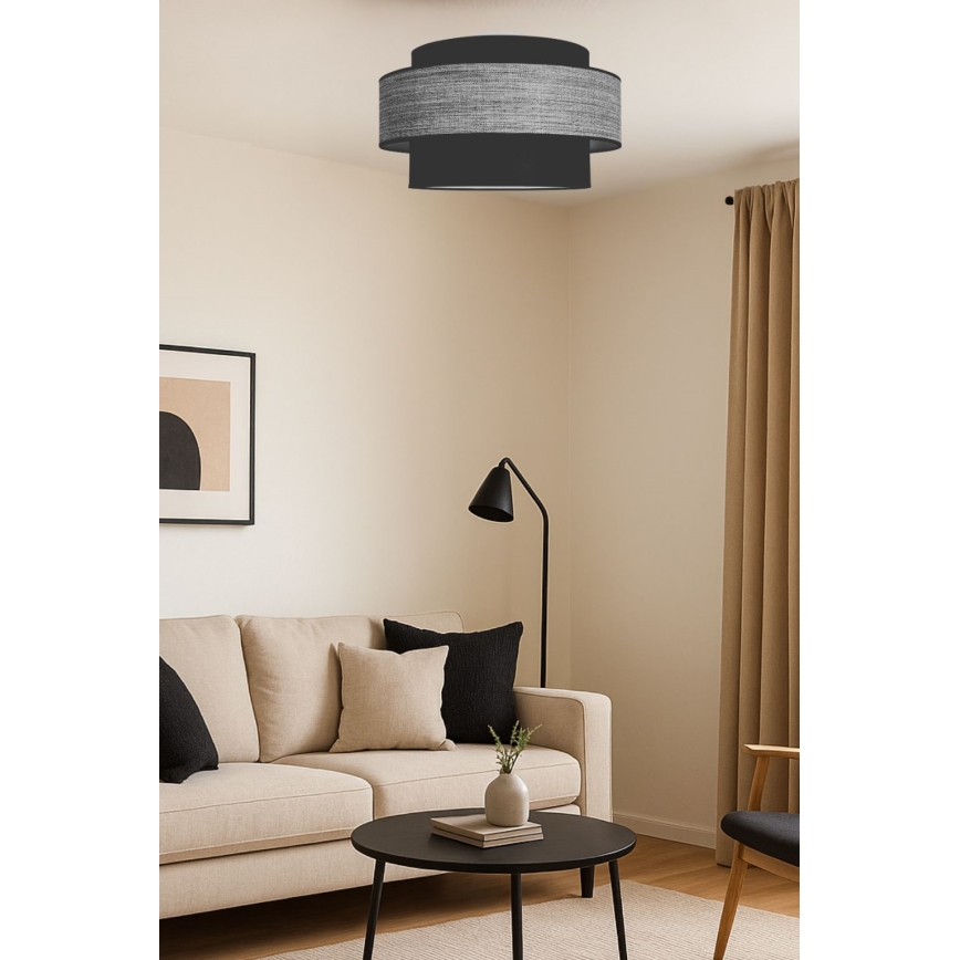 Lubinis šviestuvas GRACE 1xE27/60W/230V diametras 40 cm juoda/pilka