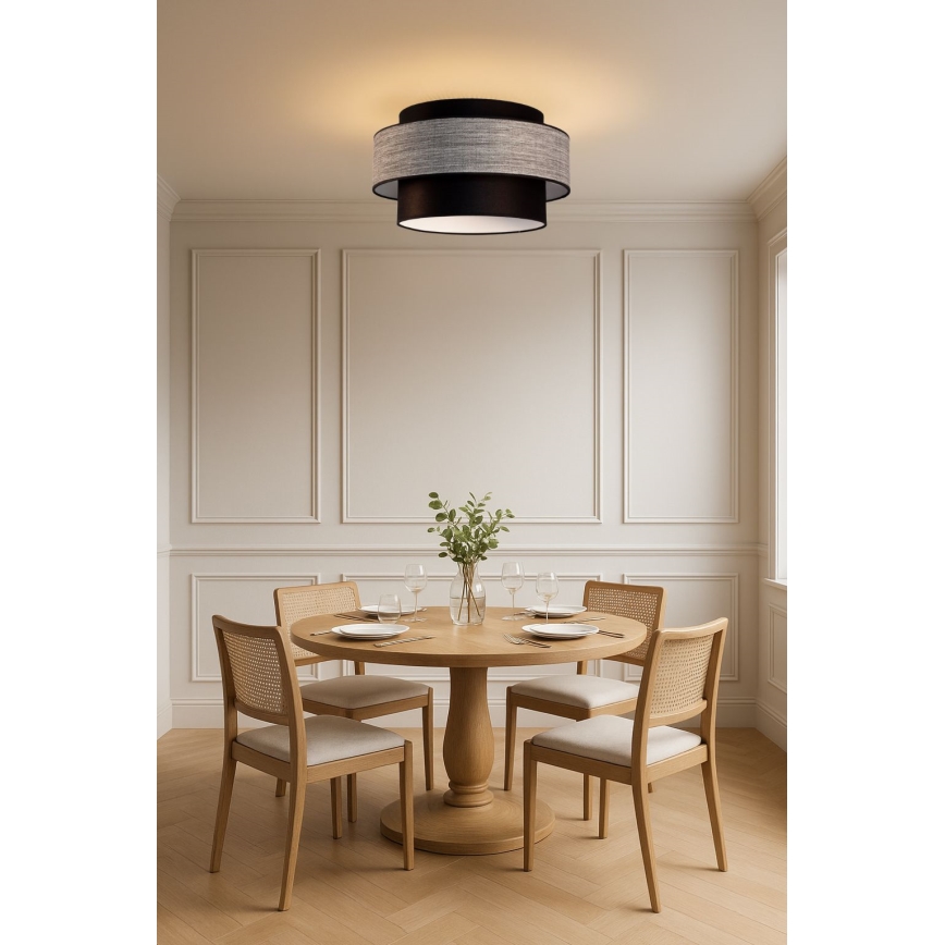 Lubinis šviestuvas GRACE 1xE27/60W/230V diametras 40 cm juoda/pilka