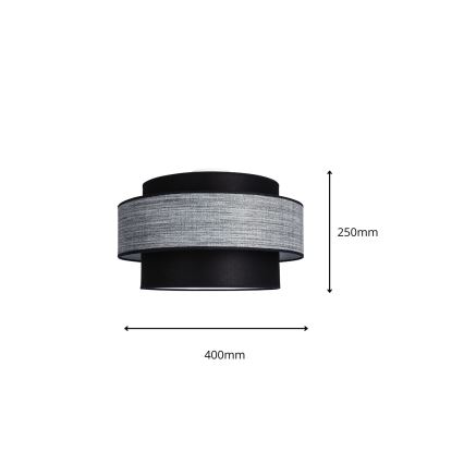 Lubinis šviestuvas GRACE 1xE27/60W/230V diametras 40 cm juoda/pilka