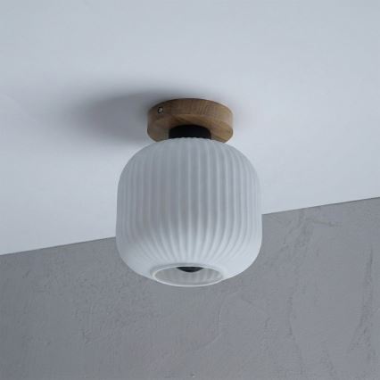 Lubinis šviestuvas HARMA WOOD 1xE27/15W/230V ąžuolas/balta, skersmuo 20 cm