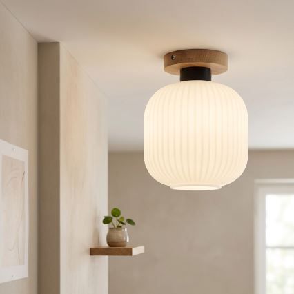Lubinis šviestuvas HARMA WOOD 1xE27/15W/230V ąžuolas/balta, skersmuo 20 cm