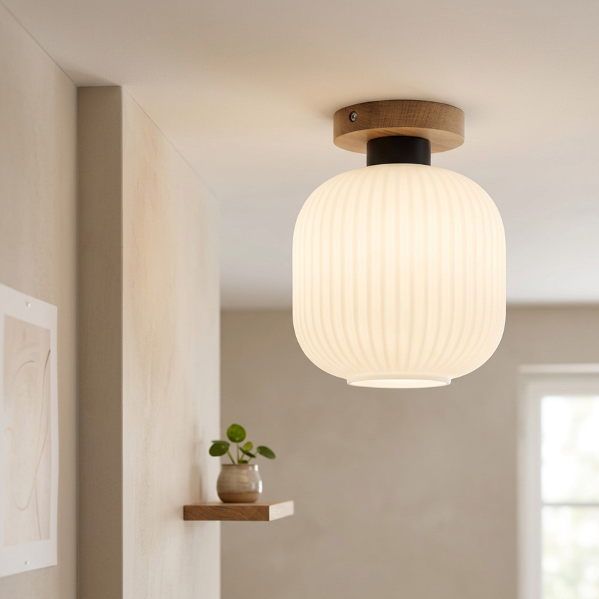 Lubinis šviestuvas HARMA WOOD 1xE27/15W/230V ąžuolas/balta, skersmuo 20 cm