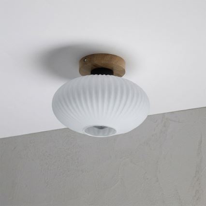 Lubinis šviestuvas HARMA WOOD 1xE27/15W/230V ąžuolas/balta, skersmuo 25 cm