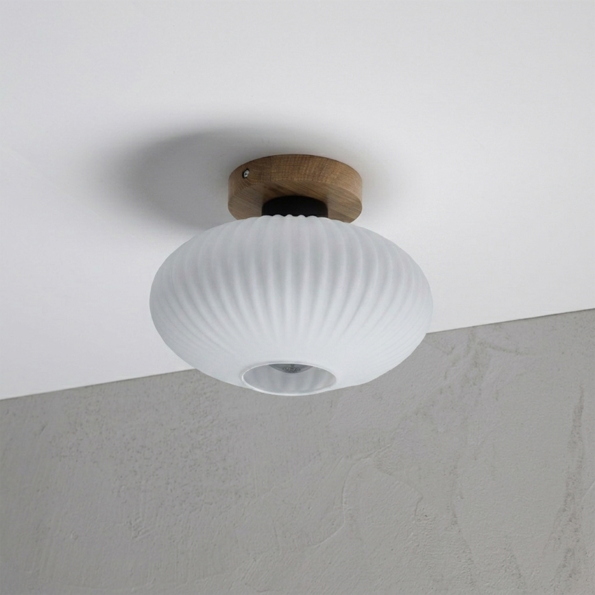 Lubinis šviestuvas HARMA WOOD 1xE27/15W/230V ąžuolas/balta, skersmuo 25 cm