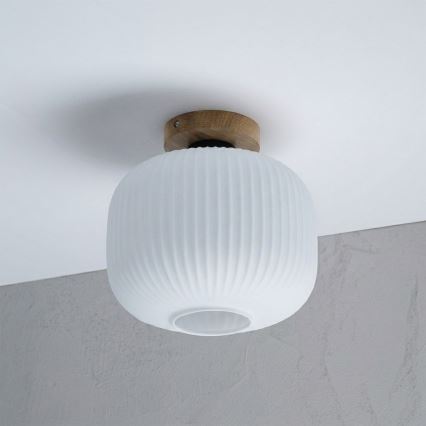 Lubinis šviestuvas HARMA WOOD 1xE27/15W/230V ąžuolas/balta skersmuo 25 cm