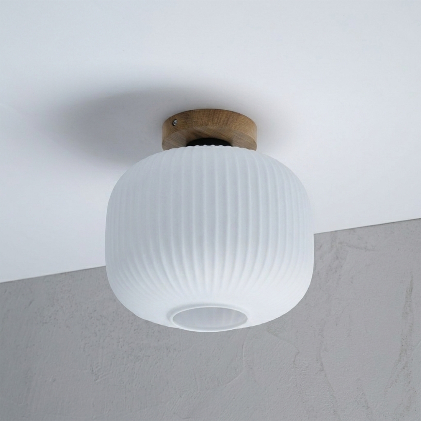 Lubinis šviestuvas HARMA WOOD 1xE27/15W/230V ąžuolas/balta skersmuo 25 cm