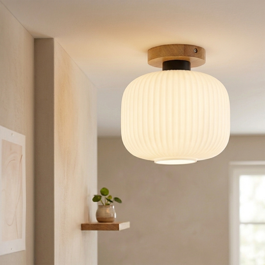 Lubinis šviestuvas HARMA WOOD 1xE27/15W/230V ąžuolas/balta skersmuo 25 cm