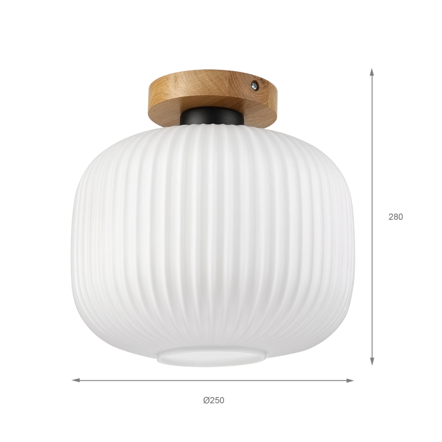 Lubinis šviestuvas HARMA WOOD 1xE27/15W/230V ąžuolas/balta skersmuo 25 cm
