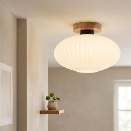 Lubinis šviestuvas HARMA WOOD 1xE27/15W/230V ąžuolas/balta skersmuo 30 cm