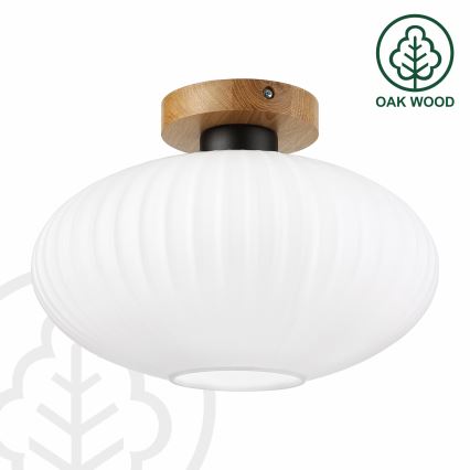 Lubinis šviestuvas HARMA WOOD 1xE27/15W/230V ąžuolas/balta skersmuo 30 cm