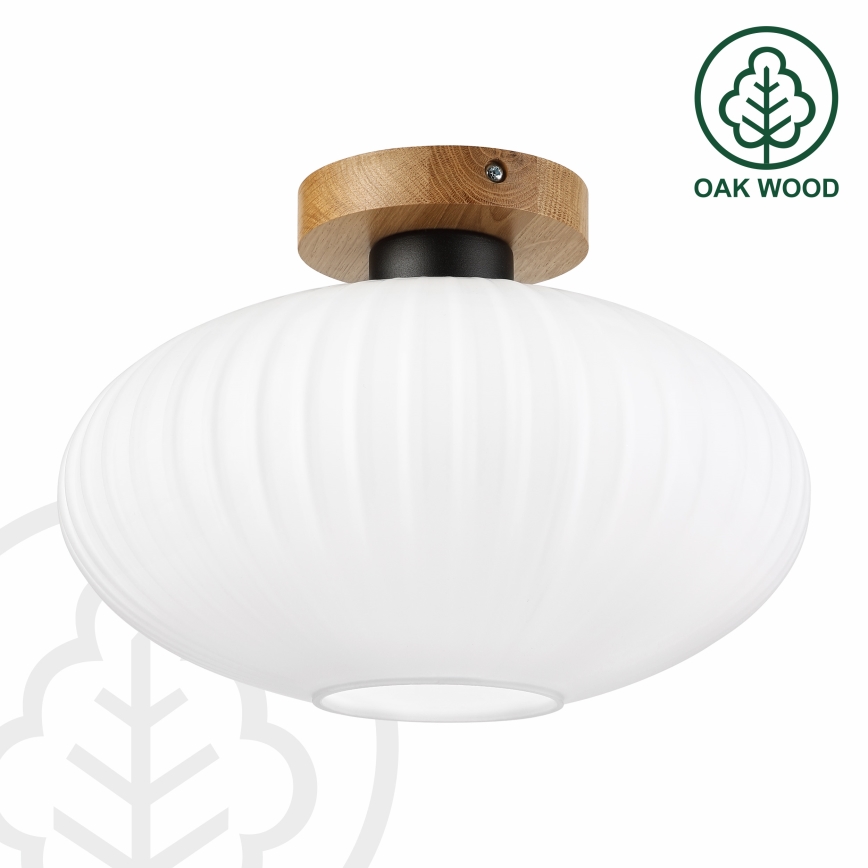 Lubinis šviestuvas HARMA WOOD 1xE27/15W/230V ąžuolas/balta skersmuo 30 cm