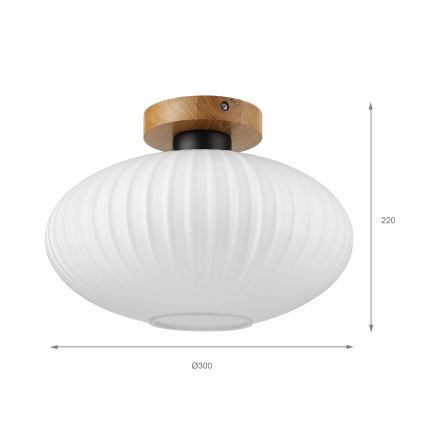 Lubinis šviestuvas HARMA WOOD 1xE27/15W/230V ąžuolas/balta skersmuo 30 cm