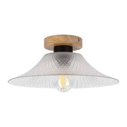Lubinis šviestuvas JULL WOOD 1xE27/15W/230V ąžuolas/skaidrus, skersmuo 34 cm