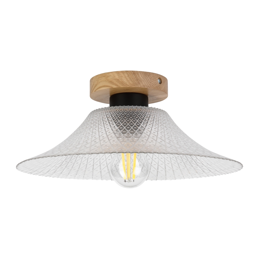 Lubinis šviestuvas JULL WOOD 1xE27/15W/230V ąžuolas/skaidrus, skersmuo 34 cm