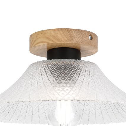 Lubinis šviestuvas JULL WOOD 1xE27/15W/230V ąžuolas/skaidrus, skersmuo 34 cm