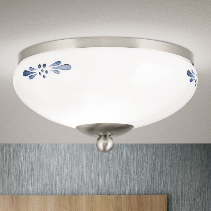 Lubinis šviestuvas LANDHAUS 1xE27/60W/230V diametras 21 cm matinis chromas/balta