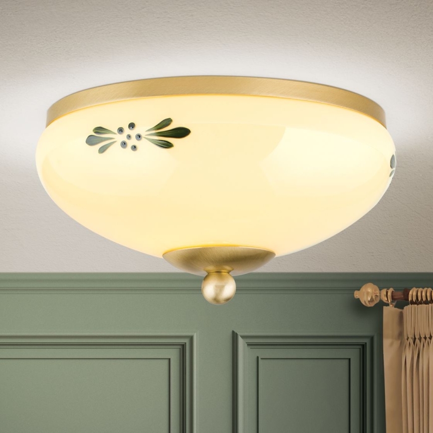 Lubinis šviestuvas LANDHAUS 1xE27/60W/230V diametras 21 cm žalvaris/smėlio spalva