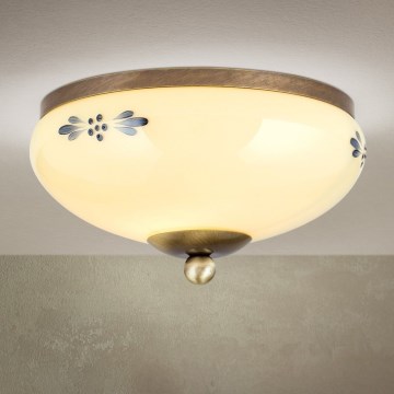 Lubinis šviestuvas LANDHAUS 1xE27/60W/230V skersmuo 21 cm bronzinė/kreminė/mėlyna