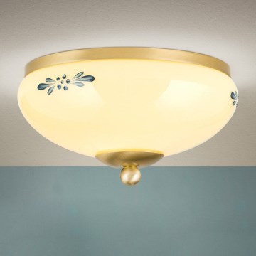 Lubinis šviestuvas LANDHAUS 1xE27/60W/230V, skersmuo 21 cm, žalvarinis/smėlinis/mėlynas