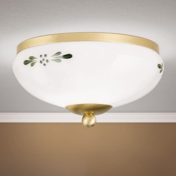 Lubinis šviestuvas LANDHAUS 1xE27/60W/230V Ø 21 cm žalvaris/balta/žalia