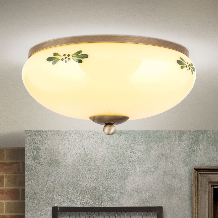 Lubinis šviestuvas LANDHAUS 2xE27/60W/230V diametras 28 cm bronza/smėlio spalva