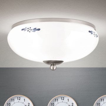 Lubinis šviestuvas LANDHAUS 2xE27/60W/230V Ø 28 cm matinis chromas/balta/mėlyna