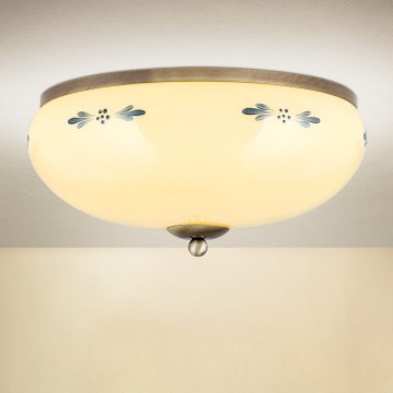 Lubinis šviestuvas LANDHAUS 3xE27/60W/230V Ø 35 cm bronzinė/smėlinė/mėlyna