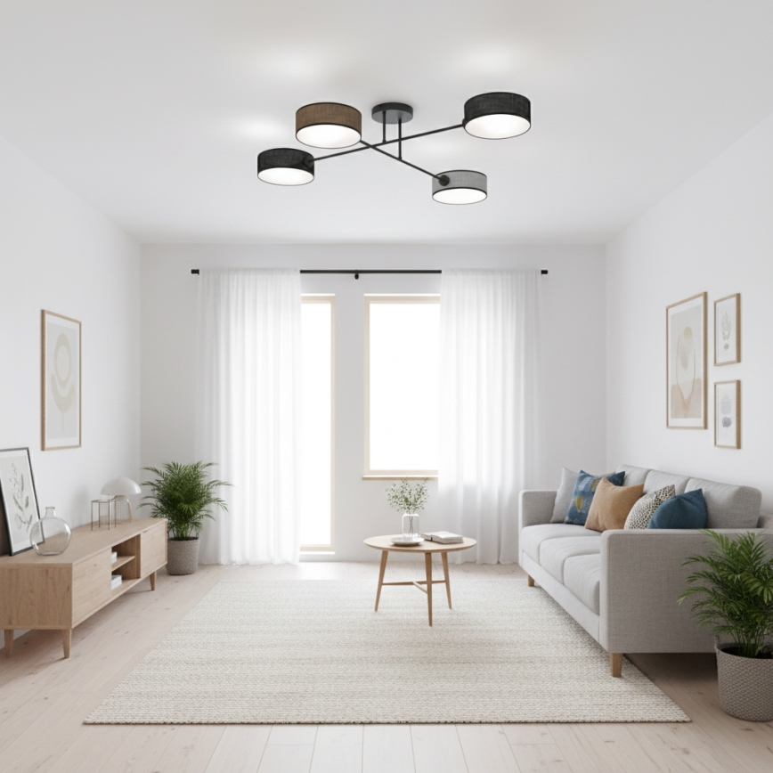 Lubinis šviestuvas MAGA 4xE14/10W/230V juodas/rudas/pilkas