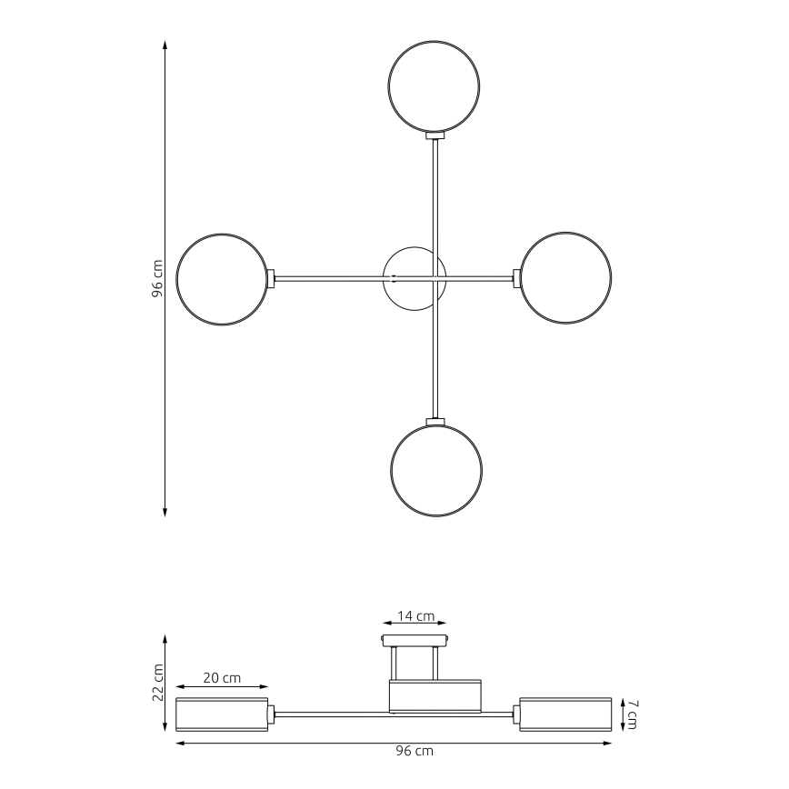 Lubinis šviestuvas MAGA 4xE14/10W/230V juodas/rudas/pilkas