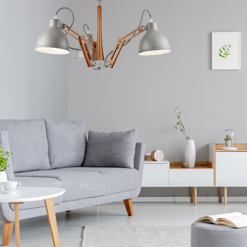 Prie sieną montuojamas šviestuvas MARCELLO 3xE27/60W/230V iš bukmedžio