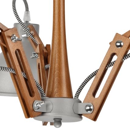 Prie sieną montuojamas šviestuvas MARCELLO 3xE27/60W/230V iš bukmedžio