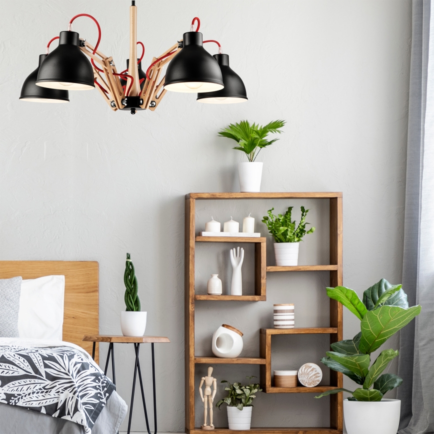 Prie sieną montuojamas šviestuvas MARCELLO 5xE27/60W/230V ąžuolas
