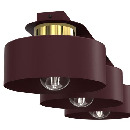 Lubinis šviestuvas MARTI 3xE27/15W/230V 68x20,5 cm bordo/auksinis
