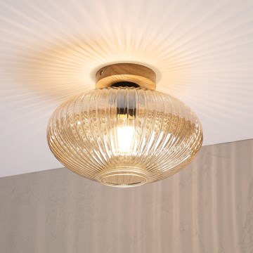 Lubinis šviestuvas MILOU WOOD 1xE27/15W/230V ąžuolas/dūminė smėlio spalva, skersmuo 29 cm