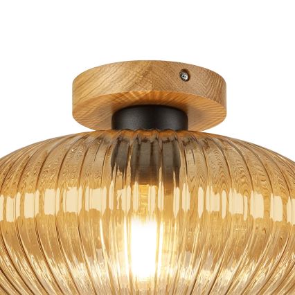 Lubinis šviestuvas MILOU WOOD 1xE27/15W/230V ąžuolas/dūminė smėlio spalva, skersmuo 29 cm