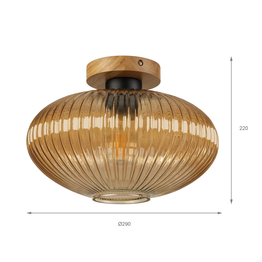 Lubinis šviestuvas MILOU WOOD 1xE27/15W/230V ąžuolas/dūminė smėlio spalva, skersmuo 29 cm