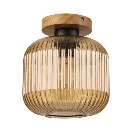 Lubinis šviestuvas MILOU WOOD 1xE27/15W/230V ąžuolas/rūkyta smėlinė, skersmuo 20 cm