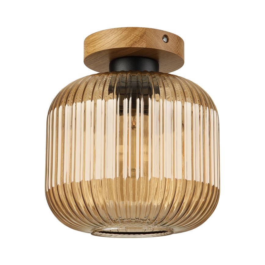 Lubinis šviestuvas MILOU WOOD 1xE27/15W/230V ąžuolas/rūkyta smėlinė, skersmuo 20 cm