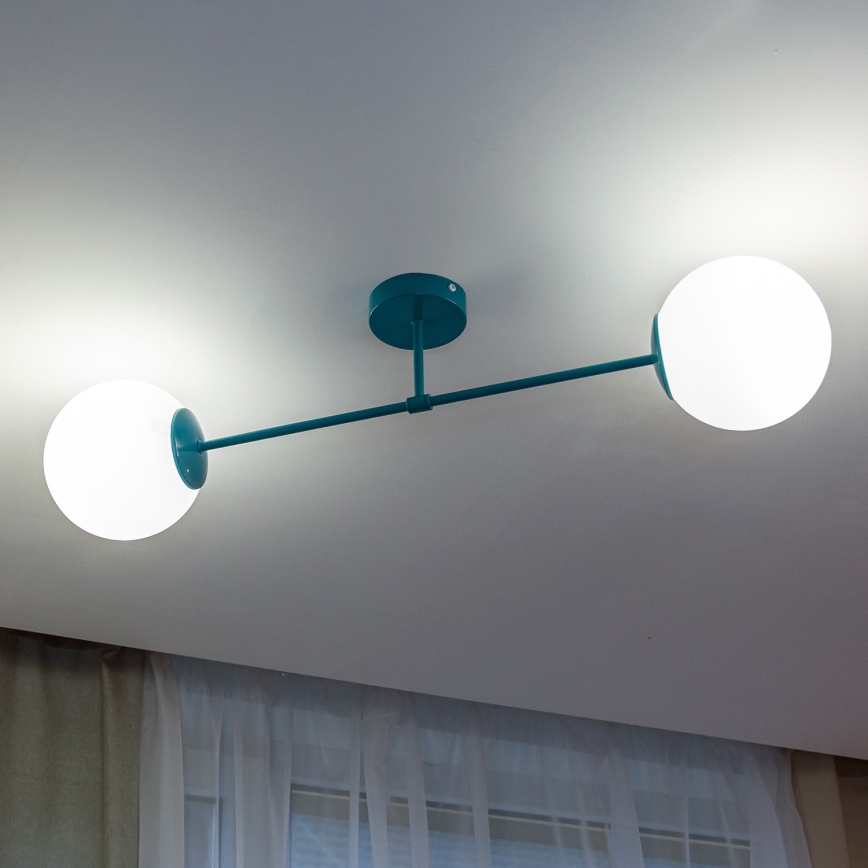 Lubinis šviestuvas MOON 2xE27/15W/230V turkio spalvos