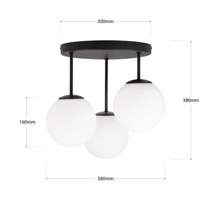 Lubinis šviestuvas MOONLIGHT 3xE27/15W/230V juodas